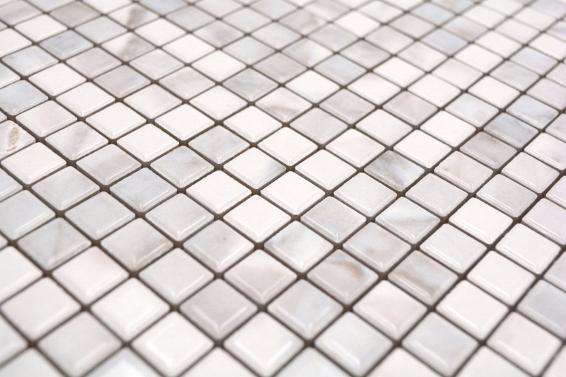 Céramique Carreaux de mosaïque Jasba carrara optique white brillant Mamoroptik mur de cuisine Carreaux de salle de bains Mur de douche / 10 tapis de mosaïque