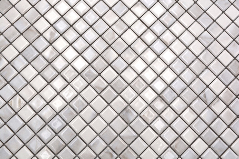Céramique Carreaux de mosaïque Jasba carrara optique white brillant Mamoroptik mur de cuisine Carreaux de salle de bains Mur de douche / 10 tapis de mosaïque
