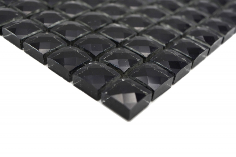 Échantillon manuel mosaïque de verre QUADRAT CRYSTAL GLITZER noir mur sol intérieur extérieur salon cuisine bain douche piscine MOS130-B824_m