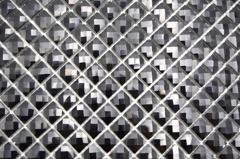 Échantillon manuel mosaïque de verre QUADRAT CRYSTAL GLITZER noir mur sol intérieur extérieur salon cuisine bain douche piscine MOS130-B824_m