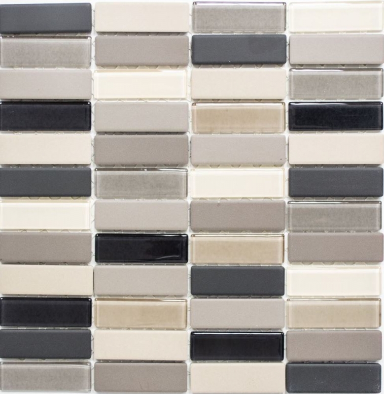 Mosaïque Carreau céramique beige clair gris bâtonnets verre non émaillé MOS24-CUSTG61_f