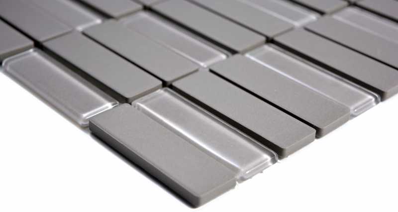 Mosaïque Carreau céramique Bâtonnets gris non émaillé Verre MOS24-0204_f
