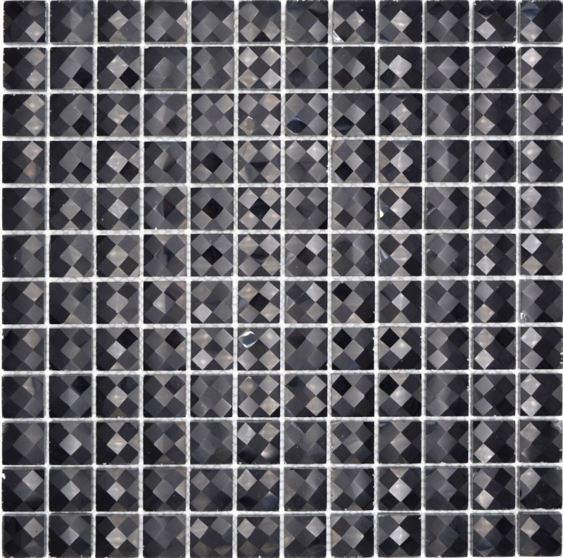 Mosaïque de verre QUADRAT CRYSTAL GLITZER NOIR / 10 plaques de mosaïque MOS130-X826_f