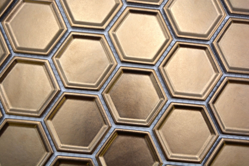 HEXAGON BRONZE HONEYCOMB / 10 plaques de mosaïque 14-09BR_f