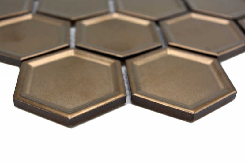 HEXAGON BRONZE HONEYCOMB / 10 plaques de mosaïque 14-09BR_f