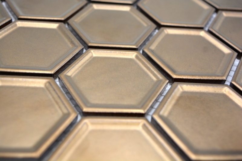 HEXAGON BRONZE HONEYCOMB / 10 plaques de mosaïque 14-09BR_f