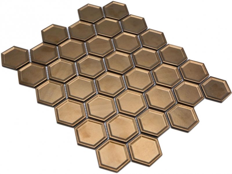 HEXAGON BRONZE HONEYCOMB / 10 plaques de mosaïque 14-09BR_f