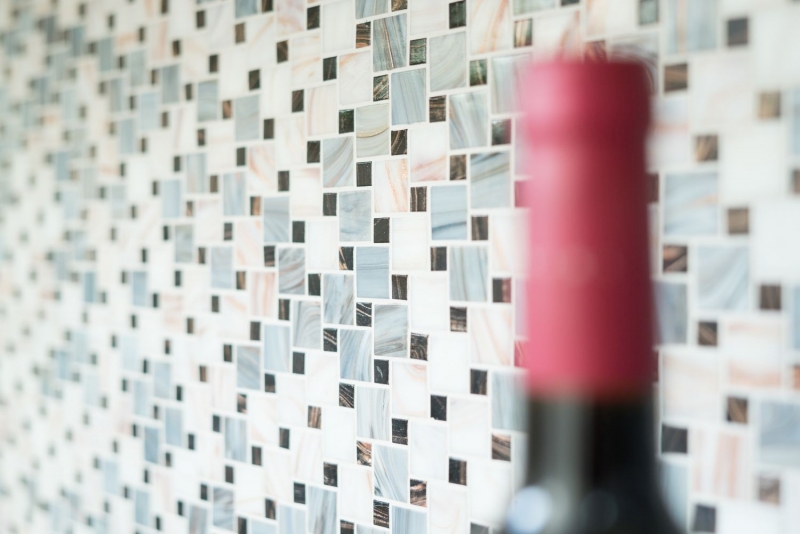 Mosaïque Carreau de verre Combinaison Goldstar gris blanc MOS57-K01
