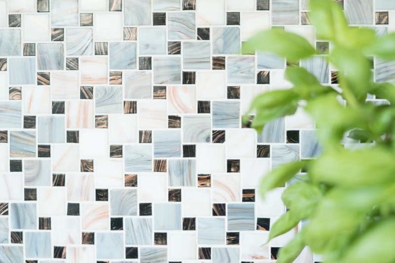 Mosaïque Carreau de verre Combinaison Goldstar gris blanc MOS57-K01