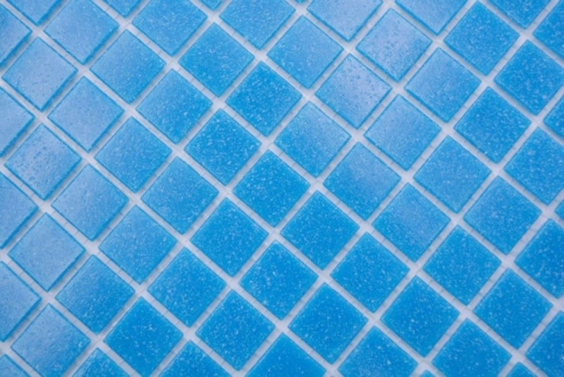 Carreaux de mosaïque Mosaïque de verre Classic Uni verre uni bleu collé sur papier Mosaïque de piscine MOS200-A14-P_f