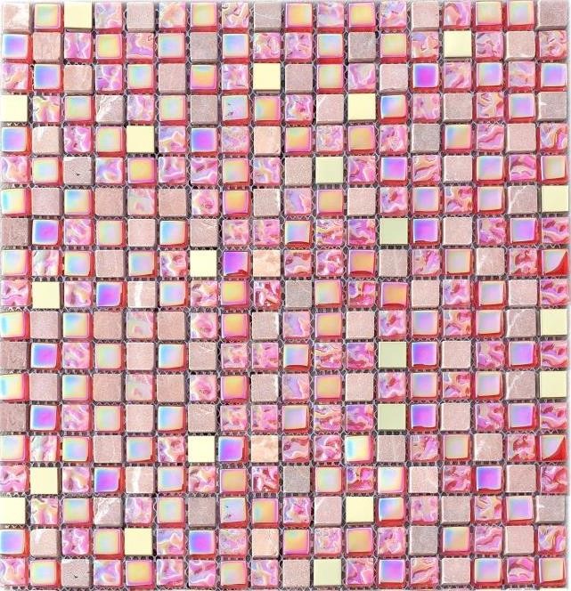 Mosaïque Carreau translucide rouge rose or Mosaïque de verre Crystal Stein EP rouge rose or MOS92-1208