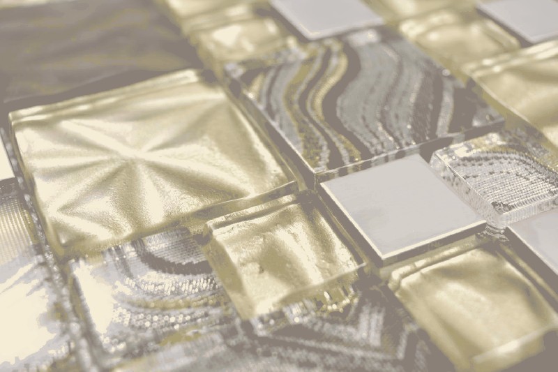 Échantillon manuel Multi Mosaïque de verre Acier Carreaux de mosaïque mix beige brun brillant MOS88-1207_m