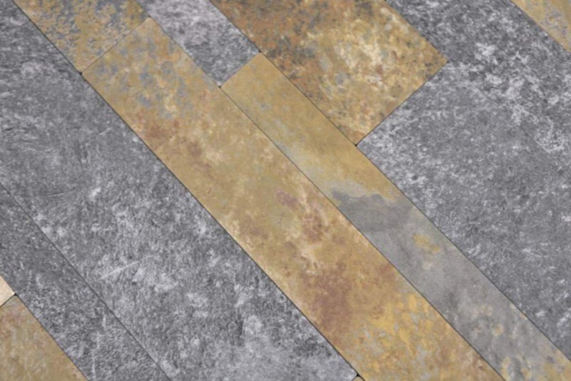 Motif manuel composite vinyle aspect pierre Multi Ardoise/or mur carrelage cuisine douche bain MOS200-8MSG_m
