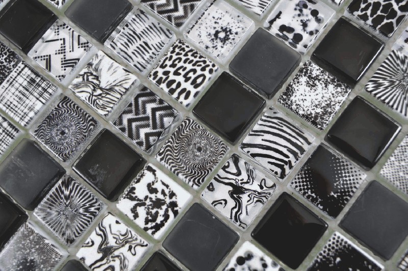 Motif main carré Crystal mix noir mur carrelage MOS74-0322_m