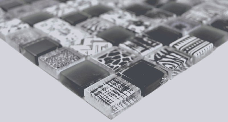 Motif main carré Crystal mix noir mur carrelage MOS74-0322_m