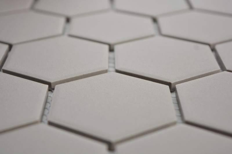 Motif main Carreau de mosaïque Céramique Hexagone gris non émaillé MOS11B-0202-R10_m