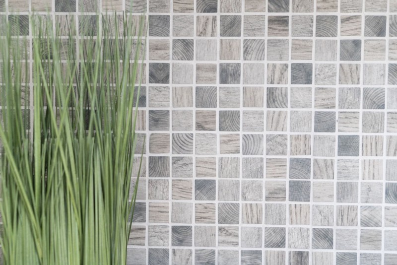 Échantillon manuel de mosaïque ECO Recyclé GLAS ECO Structure bois gris clair MOS63-312_m