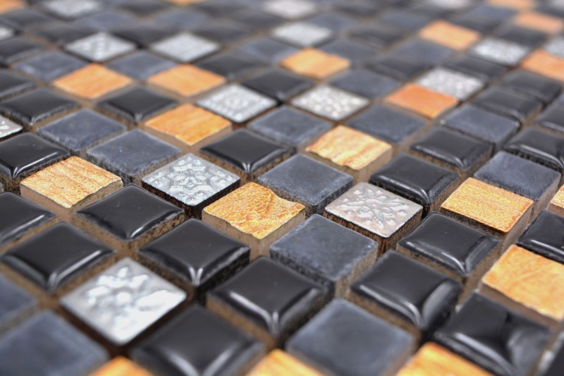 Mosaïque Carreau Résine noir cuivre Pierre Résine noir cuivre MOS92-0301_f