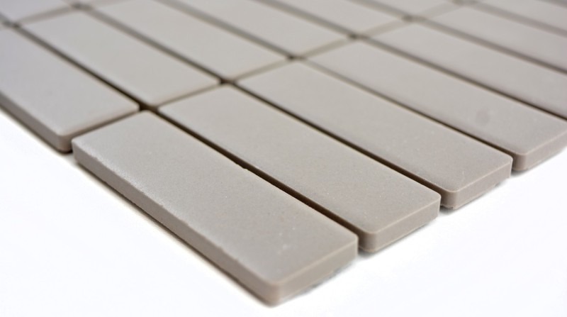 Motif main Carreau de mosaïque Céramique Bâtons gris clair non émaillé MOS24-1202