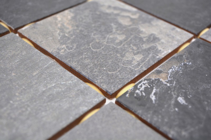 Mosaïque céramique Carreau gris anthracite noir mat aspect pierre Piastrella - MOS22-BH493