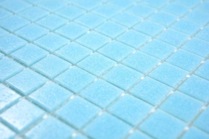 Mosaïque de piscine Mosaïque de verre Bleu ciel collé sur papier - MOS200-A12-P
