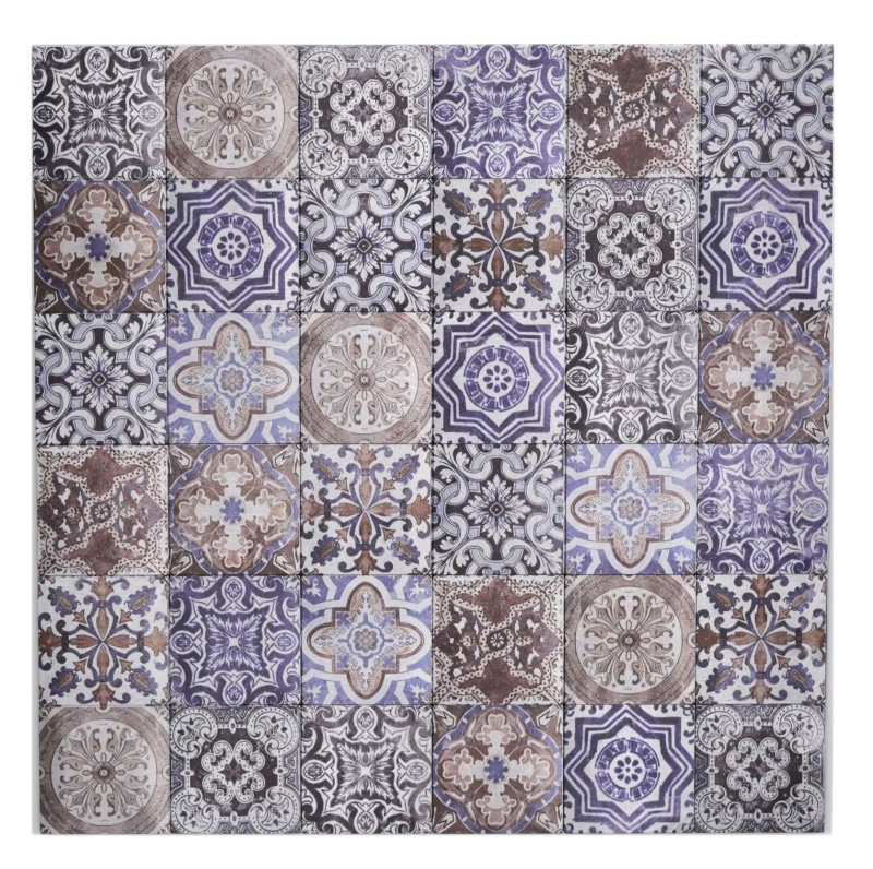 Tapis mosaïque autocollant aluminium rétro multicolore violet cream marron Afrikas Ornament - MOS200-U03