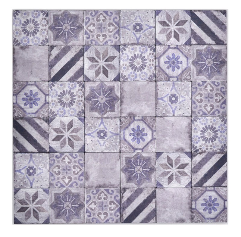 Tapis mosaïque autocollant Alu rétro multicolore violet gris Ornement dAfrique - MOS200-U05