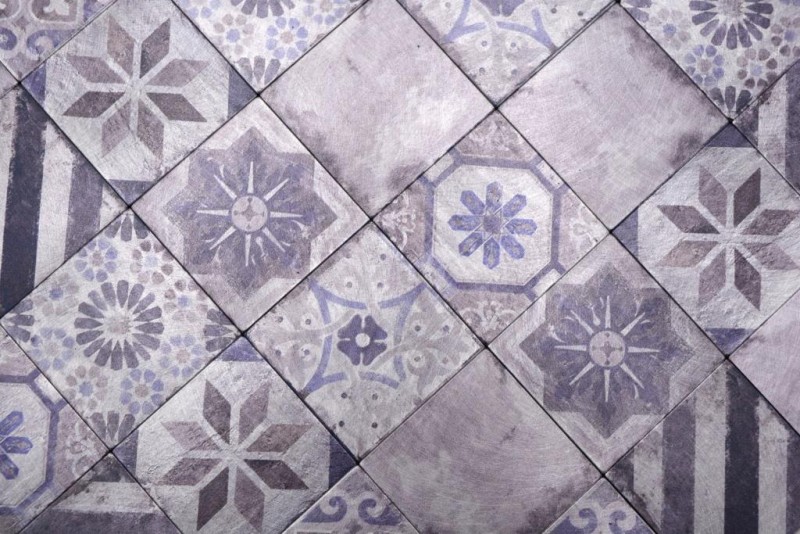 Tapis mosaïque autocollant Alu rétro multicolore violet gris Ornement dAfrique - MOS200-U05