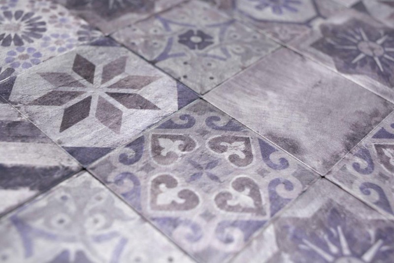 Tapis mosaïque autocollant Alu rétro multicolore violet gris Ornement dAfrique - MOS200-U05