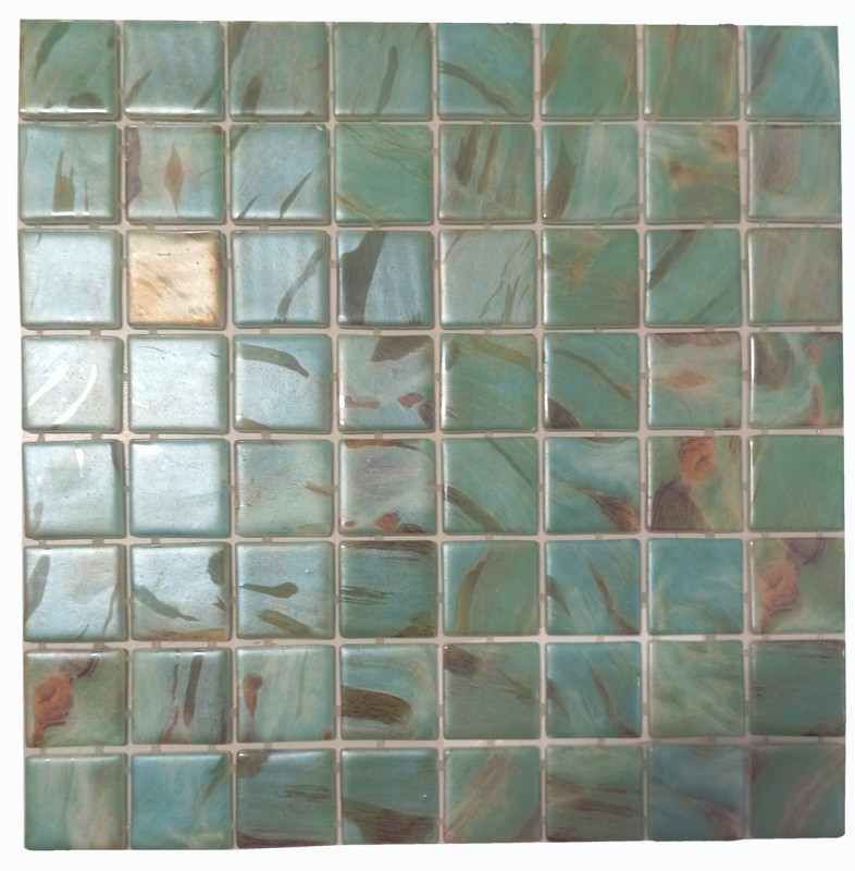Mosaïque de piscine Mosaïque de verre aquamarine chatoyant vert turquoise gris cream argent mur sol cuisine salle de bain douche MOS220-71383U
