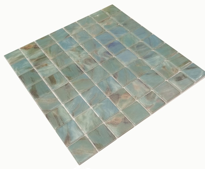 Mosaïque de piscine Mosaïque de verre aquamarine chatoyant vert turquoise gris cream argent mur sol cuisine salle de bain douche MOS220-71383U