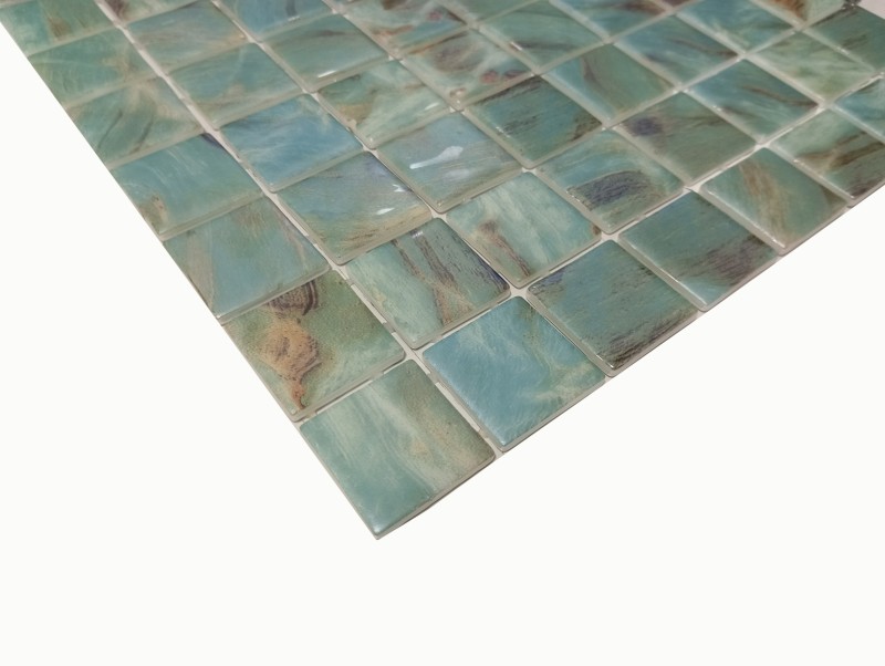 Mosaïque de piscine Mosaïque de verre aquamarine chatoyant vert turquoise gris cream argent mur sol cuisine salle de bain douche MOS220-71383U