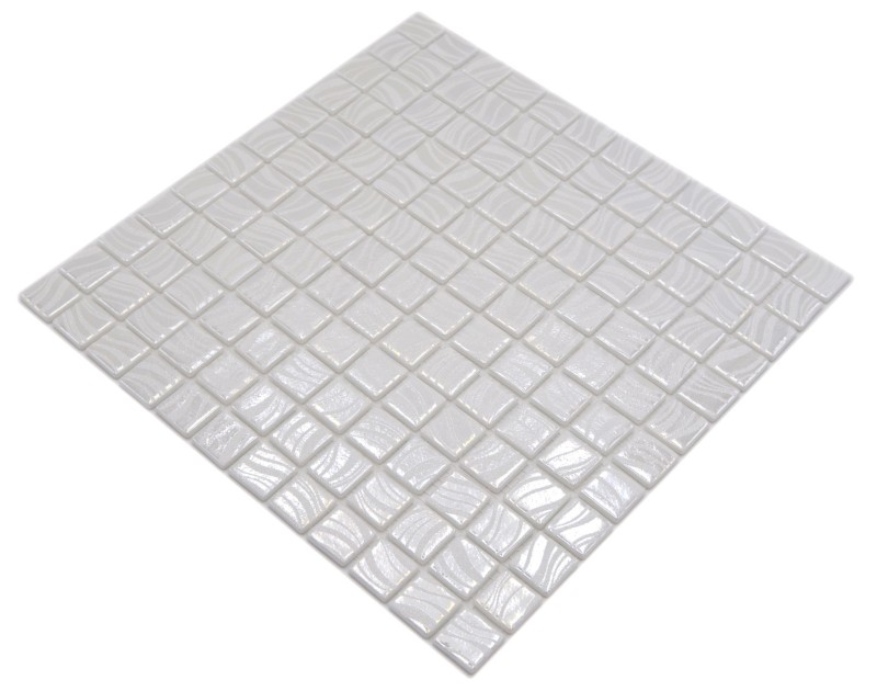 Carreau de mosaïque Mosaïque de piscine Blanc Cream argent brillant métallique douche mur SPAIN MOS220-78252U
