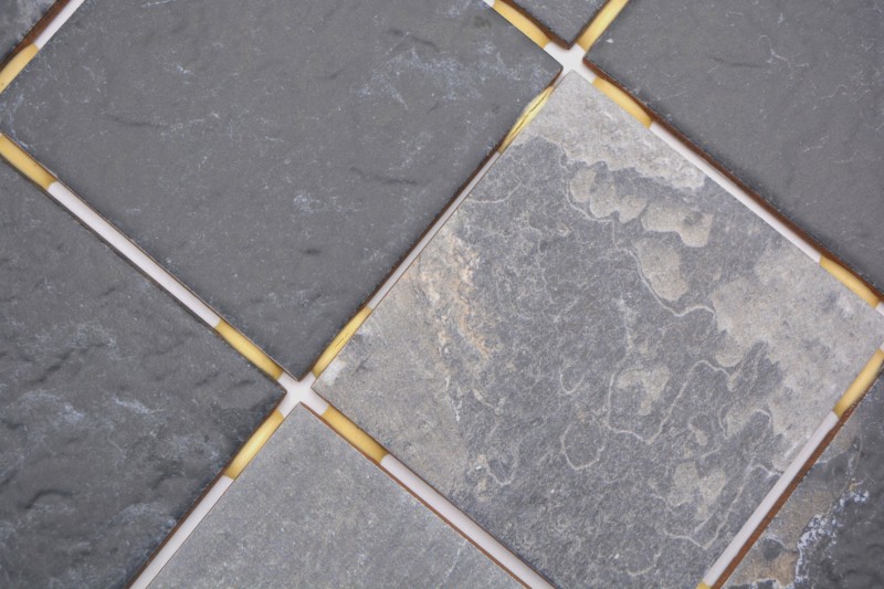 Mosaïque céramique Carreau gris anthracite noir mat aspect pierre Piastrella MOS22-BH493_f | 10 tapis de mosaïque