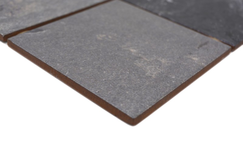 Mosaïque céramique Carreau gris anthracite noir mat aspect pierre Piastrella MOS22-BH493_f | 10 tapis de mosaïque