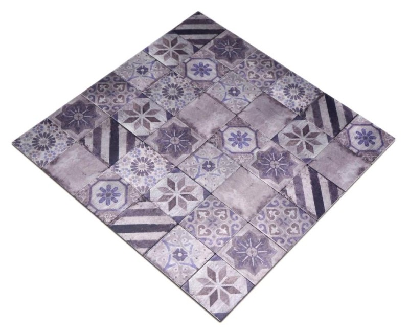 Selbstklebende tapis mosaïque Alu rétro multicolore violet gris Ornement dAfrique MOS200-U05_f