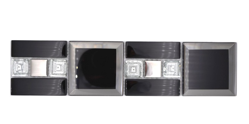 Mosaïque Bordure Mosaïque de verre Noir argent moderne - MOS88-S89_f