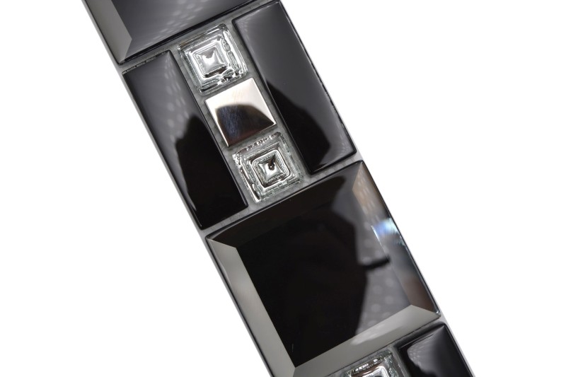 Mosaïque Bordure Mosaïque de verre Noir argent moderne - MOS88-S89_f