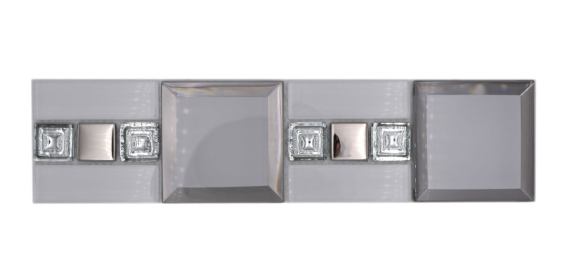 Mosaïque Bordure Mosaïque de verre Blanc Argent moderne - MOS88-S98_f