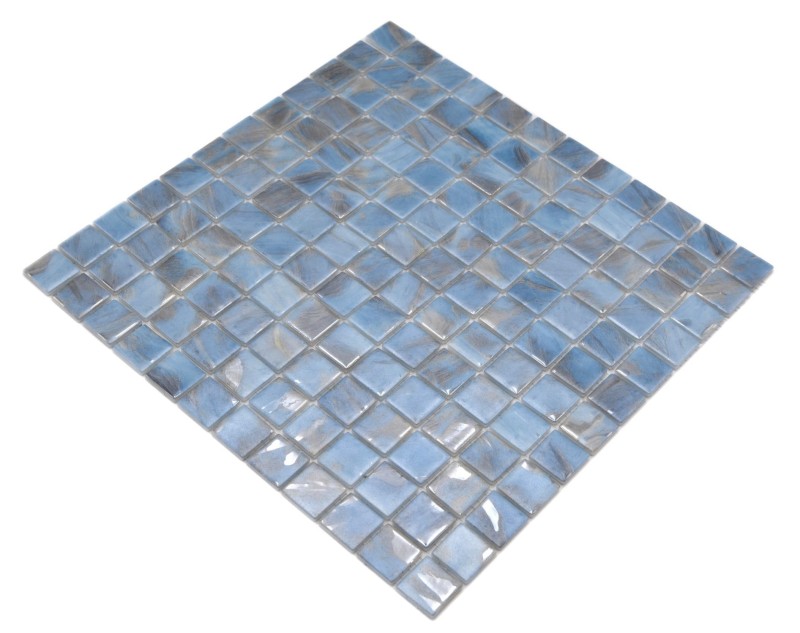 Mosaïque de piscine carreau de mosaïque bleu clair marbré gris cream argent chatoyant douche mur SPAIN - MOS220-71252U_f