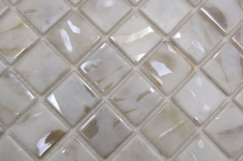 Mosaïque de piscine Mosaïque de verre Ivoire Cream Beige chatoyant changeant mur sol cuisine salle de bain douche MOS220-71380U_f