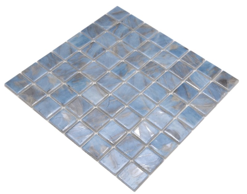 Mosaïque de piscine Mosaïque de verre marbré chatoyant gris cream argent mur sol cuisine salle de bain douche MOS220-71382U_f
