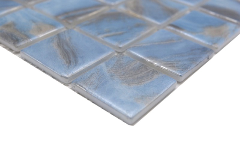 Mosaïque de piscine Mosaïque de verre marbré chatoyant gris cream argent mur sol cuisine salle de bain douche MOS220-71382U_f