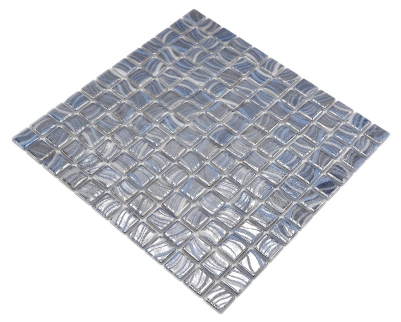 Mosaïque de piscine Carreau de mosaïque Argent bleu argent brillant métallique douche mur SPAIN - MOS220-78250U_f
