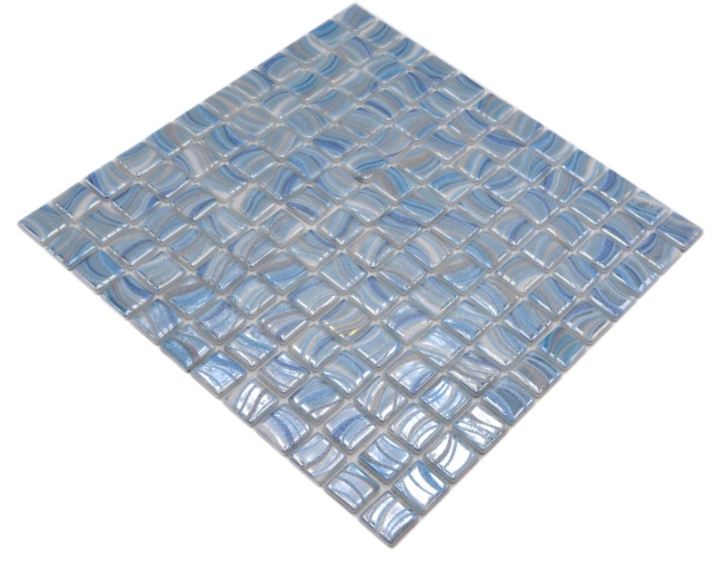 Mosaïque de piscine Mosaïque de piscine bleu clair argent brillant métallique douche mur SPAIN - MOS220-78251U_f