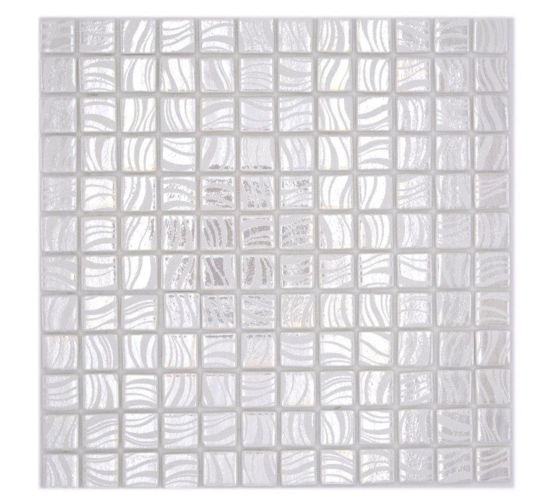 Carreau de mosaïque Mosaïque de piscine Blanc Cream argent brillant métallique douche mur SPAIN - MOS220-78252U_f