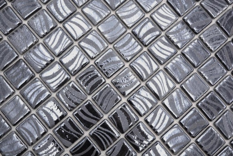 Mosaïque de piscine Carreau de mosaïque Noir graphite Argent douche mur SPAIN - MOS220-78253U_f
