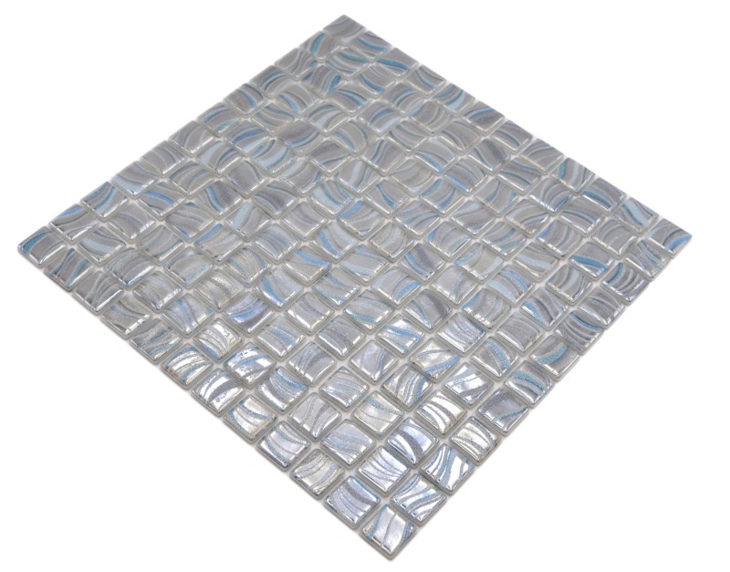 Mosaïque piscine Mosaïque piscine argent bleu or accents turquoise douche mur SPAIN - MOS220-78254U_f