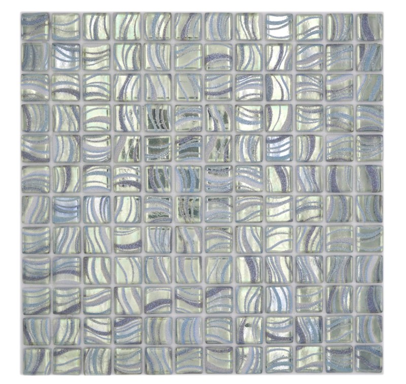 Mosaïque piscine carreau mosaïque vert clair bleu métallique douche mur SPAIN - MOS220-78256U_f