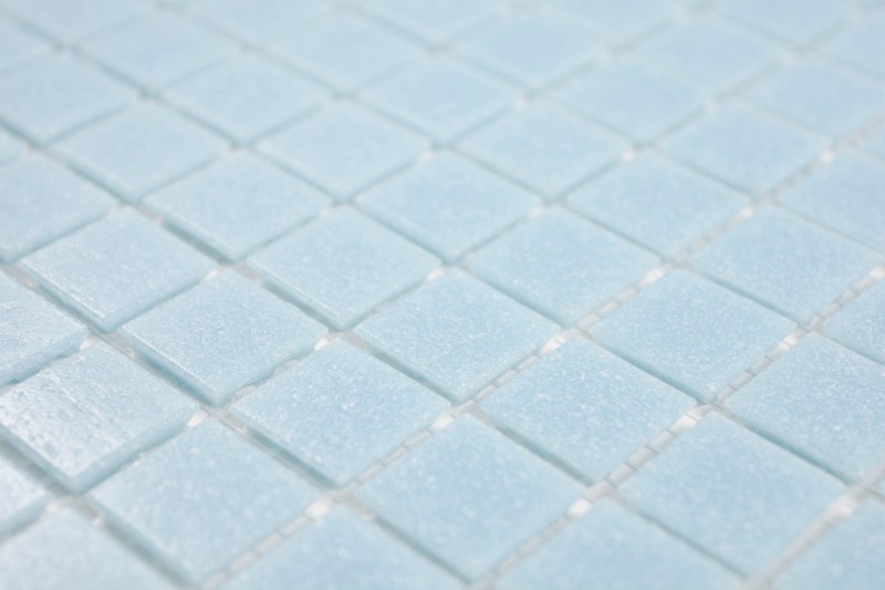 Échantillon manuel de mosaïque de piscine mosaïque de verre bleu clair collé sur papier - MOS200-A11-P_m